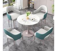 Dalles Pierre Ensemble Table Et Chaises NéGociation Table Ronde Salon Avec Chaises Plateau En Dalle Pierre 12 Mm D'éPaisseur+PièTement En Acier Au Carbone Adapté aux Lieux Loisirs Peacock blue-D