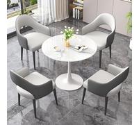 Dalles Pierre Ensemble Table Et Chaises NéGociation Table Ronde Salon Avec Chaises Plateau En Dalle Pierre 12 Mm D'éPaisseur+PièTement En Acier Au Carbone Adapté aux Lieux Loisirs Dark grey-E