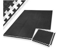 Dalles - TECTAKE - Ensemble de 12 dalles carrées pour le sol avec système de connexion évolutif en plastique - Noir