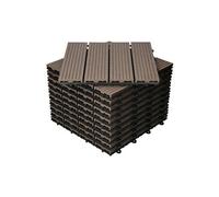 Dalles Terrasse Clipsables WPC 30x30 cm/11 pièces=1m² Marron Foncé Strié