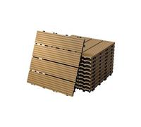 Dalles Terrasse Clipsables WPC 30x30 cm/11 pièces=1m² Teck Strié Aspect Bois