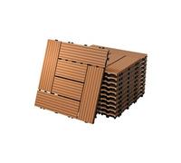 ECD Germany WPC Carreaux de Terrasse 30x30 cm - 22 Pièces par 2m² - avec Aspect Mosaïque - Marron Clair - Dalles avec Système de Drainage - pour Patio Jardin Piscine - Carreaux de Sol Extérieur
