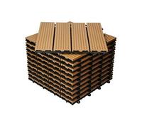 ECD Germany WPC Carreaux 30x30 cm - 33 Pièces par 3m² - avec Aspect de Bois - Teak - Dalles avec Système de Drainage - pour Terrasse de Balcon Patio Jardin Piscine - Carreaux de Sol Extérieur