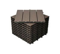 Dalles Terrasse Clipsables WPC 30x30 cm/55 pièces=5m² Marron Foncé Strié