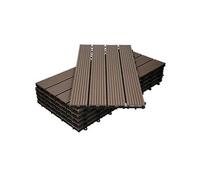 ECD Germany WPC Carreaux 60x30 cm -24 Pièces par 4m² - avec Aspect de Bois - Marron Foncé - Dalles avec Système de Drainage - pour Terrasse de Balcon Patio Jardin Piscine - Carreaux de Sol Extérieur