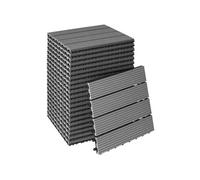 Dalles terrasse en wpc gris clipsables avec système clic surface antidérapante 31x31x2,2 cm