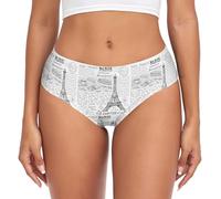 Dallonan Sous-vêtements pour femme - Culotte respirante et douce - Motif Tour Eiffel - Style journal - XS, multicolore, XS