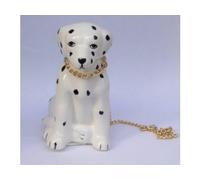 Dalmatien Assis avec Laisse en Porcelaine 10cm - Chien - Animaux - Figurine