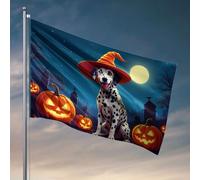 Dalmatien d'Halloween avec lanternes citrouilles - Décorations pour intérieur - Drapeaux cool pour hommes (120 x 180 cm)