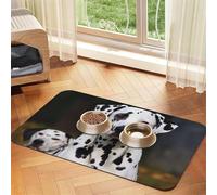 Dalmatien Tapis de nourriture pour chien - Tapis d'alimentation absorbant pour gamelles d'eau et de nourriture - Tapis de placement antidérapant pour sols - Imperméable - Séchage rapide - 40,6 x 61 cm