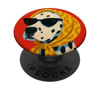 Dalmatien Tendance, Chien dans des Nuances et Une écharpe, Style Artistique Audacieux PopSockets PopGrip Adhésif