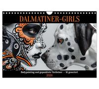 Dalmatinergirls (Wandkalender 2026 DIN A4 quer), CALVENDO Monatskalender: Kunstvoll bemalte Frauengesichter und herzliche Dalmatiner - KI generiert