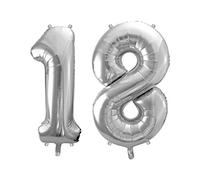 DaLoKu Ballon gonflable chiffre 86 cm XXL Ballon gonflable anniversaire âge nouvel an décoration fête couleur argent taille 18