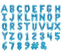 DaLoKu Ballon gonflable en aluminium en forme de lettres et chiffres - 35 cm - Pour anniversaire, mariage, fête prénatale, Nouvel An - Décoration - Couleur : Bleu - Dimensions : Lettre - L.