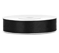 DaLoKu - Ruban de satin - 6/12/25/38/50/100 mm x 25 m - Dimensions : 12 mm x 25 m - Couleur : noir