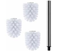 Daloual - Brosse WC 3 têtes de rechange blanches Ø env. 6,5 cm + 1 poignée en acier inoxydable de 26,5 cm - Brosse WC - Interchangeable - Design moderne - Haute qualité -