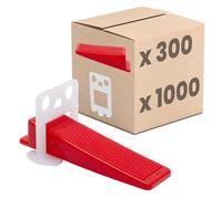 Dalsys Kit nivellement carrelage, 1000 languettes + 300 cales 2mm | Aide de pose 1 300 pièces pour sols carrelés, outil de carreleur pour joints uniformes et hauteur de sol homogène