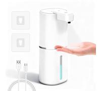 Dalugo Distributeur de savon automatique rechargeable de 380 ml, fixation murale, sans perçage, étanche, avec 4 niveaux réglables
