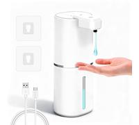 Dalugo Distributeur de savon mural - 380 ml - Rechargeable par USB C - Avec 4 niveaux réglables - Étanche - Pour cuisine et salle de bain