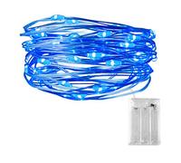 Dalugo Guirlande lumineuse à piles, 30 LED 3M/10FT Micro fil d'argent LED Firefly Light Décoration DIY pour mur de pots de tente de chambre (Bleu)