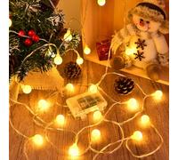 Dalugo Guirlande lumineuse LED à Pile, 6M 40 LED Blanc Chaud Globe Guirlande Lumineuse Exterieure avec 6h de Minuterie, IP65 étanche Boules Led Pile pour chambre,balcon, mariage,décoration de Noël