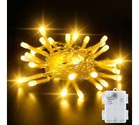 Dalugo Guirlande Lumineuse Pile, Guirlande Lumineuse 3M 30 LED Blanc Chaud avec Minuterie 6h, Guirlande LED Étanche IP65 pour l'intérieur et l'extérieur des Décorations de Noël