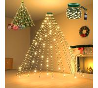 Dalugo Guirlande lumineuse pour sapin de Noël - Blanc chaud - 2,4 m - 480 LED - Étanche - Avec minuterie de 6 h - Fonction mémoire - 8 modes d'éclairage
