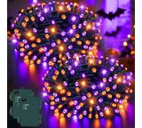 Dalugo Lot de 2 guirlandes lumineuses orange-violet, 5 m, 50 LED, câble vert, avec minuterie de 6 h, batterie étanche IP65, pour l'intérieur et l'extérieur, décorations de Noël