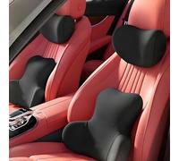 DALUJIE 2 Pièces Appui Tete Voiture pour BMW 1 Series F40 118i 118d 2020-2023, Mousse Mémoire à 100% Ensemble Appui-tête et Oreiller Lombaire de Voiture pour Voiture Chaise,Black