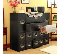 Dalumian Armoire d'apothicaire à 14 tiroirs, Organiseur de Bureau modulaire avec poignées en métal, Rangement rétro, boîte de Rangement pour Herbes aromatiques pour pharmacies, Bureaux(Black)