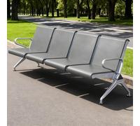 Dalumian Chaise de Salle d'attente 4 Places avec accoudoirs, Banc de réception pour Hall d'entrée, Salle de conférence, sièges visiteurs en polyuréthane, mobilier de réception(Gray)