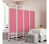Dalumian Cloison de séparation Mobile à roulettes à 4 Panneaux pour Cabinet médical, paravent médical, Tissu Nylon Double Couche imperméable, pour Spa, Clinique, L 200 x H 180 cm(Pink)