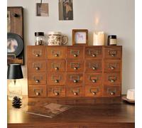 Dalumian Coffret de Rangement en Bois à 20 tiroirs, Armoire à Pharmacie Traditionnelle, Organiseur de Bureau en Bois pour la Maison, Le Bureau, Les écoles, la bibliothèque (Marron)