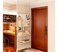 Dalumian Étagère Haute et étroite derrière Porte, étagère Haute et Fine à Fixation par Tension, Organiseur Mural Panneau perforé avec étagère, Support télescopique pour jardinière (218-268cm)(A,52CM)