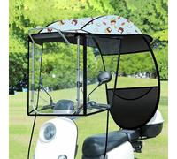 Dalumian Pare-Soleil et Housse de Pluie pour Scooter - Abri intégral Amovible avec auvent fermé, Protections latérales élargies et Rideau Transparent - Adapté à Toutes Les Saisons(A)