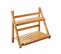 Dalumian Petit Support pour Plantes d'intérieur, étagère à Fleurs à Double Niveau en Forme d'échelle, Support pour Fleurs et Plantes succulentes, Organisateur d'affichage en Bambou(Natural,50cm)