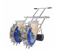 Dalumian Semoir Manuel à Double Roue, semoir de Jardin à rangées avec 8 disques de semis, Machine à semer Manuelle à Rouleau, Outil de semis de maïs réglable (12 Buses)