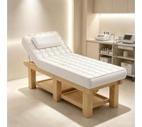 Dalumian Table de Massages en Bois Robuste, Table de kinésithérapie | Dossier réglable et rangement sous le lit, mousse de 10 cm, table d'examen médical, lit de soins du visage/spa(B,190cm)