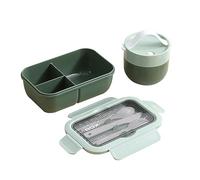 DAM Boîte à repas hermétique empilable 1100 ml, avec couvercle et couverts, 21 x 13 x 7,5 cm. Couleur : vert