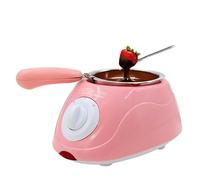 DAM Chocolatière électrique avec de multiples accessoires, fait fondre du chocolat sans eau. Casserole 250 ml. 19x8x14 cm. Rose