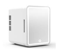 DAM Mini réfrigérateur portable pour maquillage de 6 litres, mode d'éclairage miroir LED. Froid/Chaud (2-65 gr C) 24x17x25 Cm. Blanc