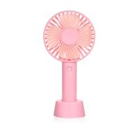 DAM Mini ventilateur portable avec batterie et support de bureau. 11x4x22 cm. Couleur : Rose clair