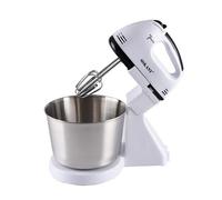 DAM Pétrisseur, batteur électrique double avec 7 vitesses et fonction turbo. Bol en acier inoxydable de 2L. 18x28x30 Cm. Blanc