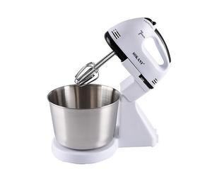 DAM Pétrisseur, batteur électrique double avec 7 vitesses et fonction turbo. Bol en acier inoxydable de 2L. 18x28x30 Cm. Blanc