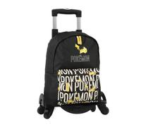 DAM Pokemon sac à dos primaire double compartiment + chariot avec protection latérale et stoper frontal, 4 roues à 360. 31x18x42 Cm