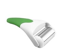 DAM Rouleau à glace pour le visage, instrument de massage et de soins. Roue en acier inoxydable. 9x5x19 cm. Couleur : vert foncé