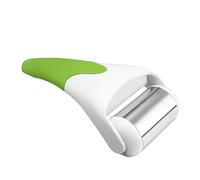 DAM Rouleau à glace pour le visage, instrument de massage et de soins. Roue en acier inoxydable. 9x5x19 cm. Couleur : vert