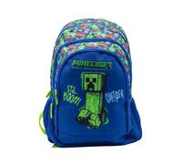 DAM Sac à dos Primaire Minecraft Boom Creeper DOUBLE COMPARTIMENT (GRANDE CAPACITÉ), ADAPTABLE À UN CHARIOT.