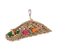 Dam Skerisi Parrot Seagrass Hammock Tent, Natural Bite Resistant Bird Chewing Toy, Colorful Sea Grass Woven Tunnel for Small Medium Parrots, Includes Rattan Balls Corn Cobs Bark Nuts