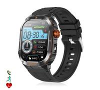 DAM Smartwatch D16 avec couronne multifonction intelligente, plus de 100 modes sportifs et lampe de poche. 4,6x1x5,7 Cm. Noir